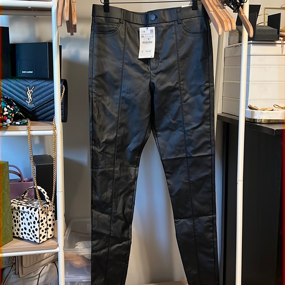 ZARA faux leather pants XL NWT